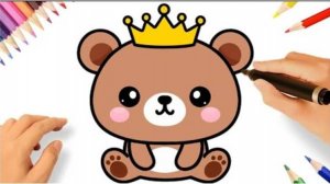 КАК ЛЕГКО НАРИСОВАТЬ МИШКУ ТЕДДИ С КОРОНОЙ