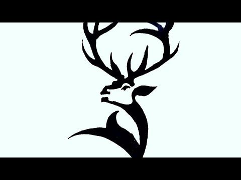 Deer with Antlers Tribal Tattoo Drawing Easy for Beginners | Deer Logo Drawing смотреть онлайн