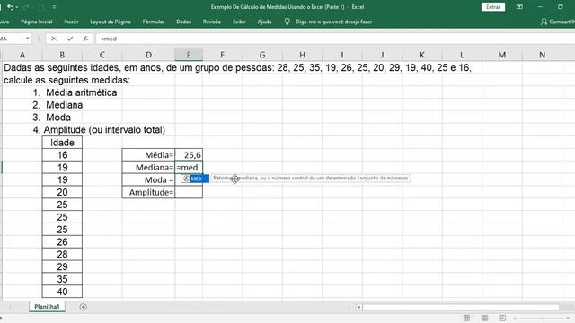 Cálculo da Média, Mediana e Moda usando o Excel смотреть онлайн
