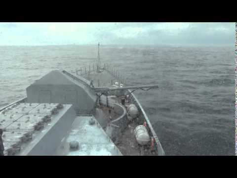 Корвет 'Стойкий' 2014 стрельба из АУ главного калибра А-190 смотреть онлайн