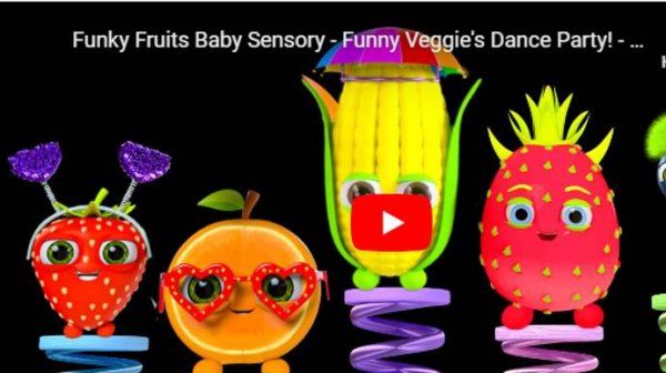 Funky Fruits Baby Sensory - Funny Veggie's Dance Party! - Fun Dance Video with music and animation!