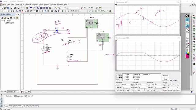 Series clipper circuit explained using simulation in multisim | Series clippers circuit simulation смотреть онлайн