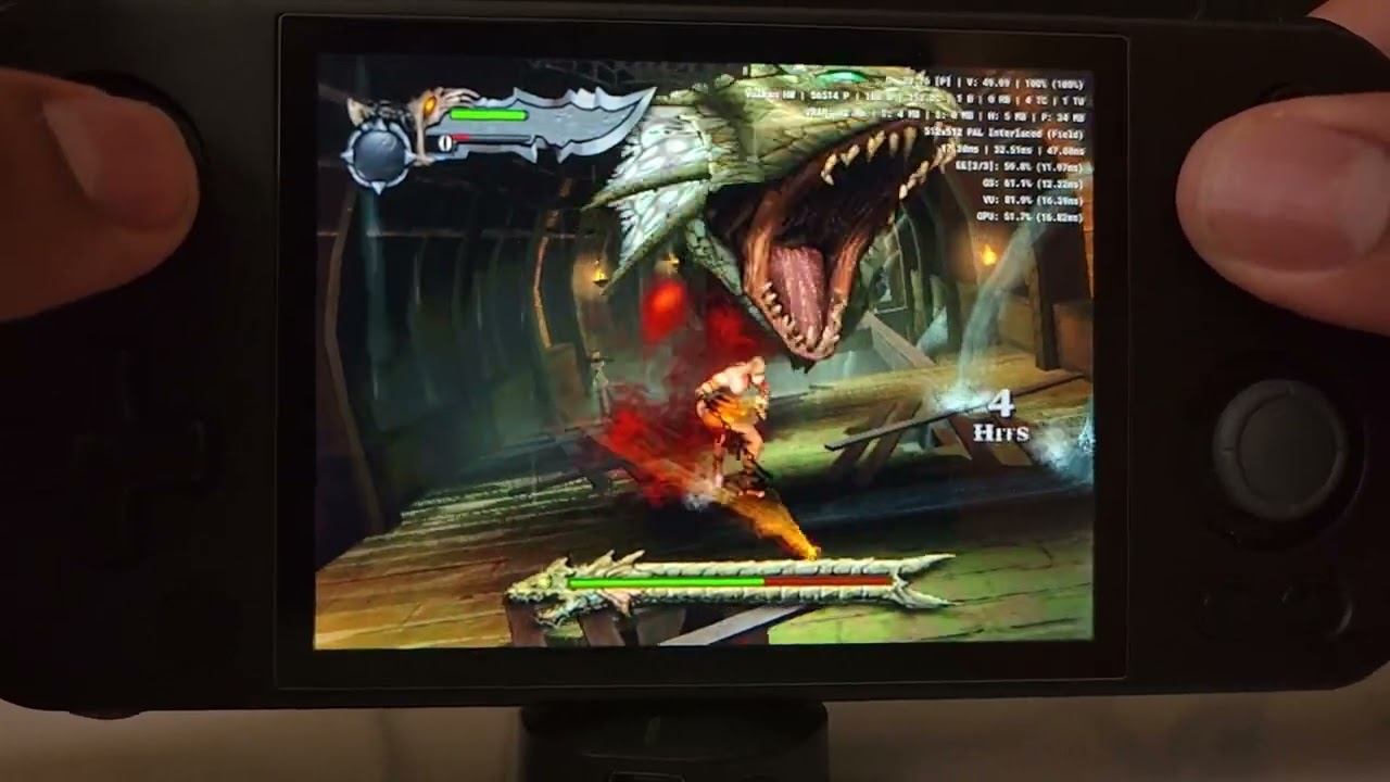 God Of War Gameplay On Anbernic RG405M - GammaOS V1.1 - AetherSX2 1.5