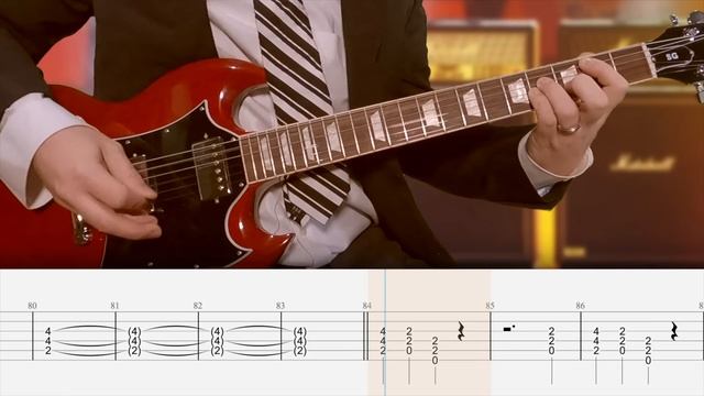 ACDC - Thunderstruck - урок игры на электрогитаре с табами смотреть онлайн
