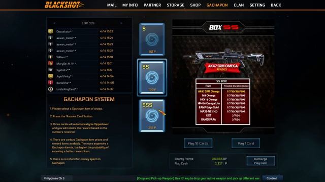 [BLACKSHOT SEA] 9K GACHAPON (Not My Account)