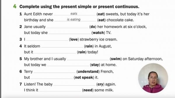 Macmillan Primary Grammar3, U1, D, Ex4 Present Simple, Present Continuous, Stative Verbs
