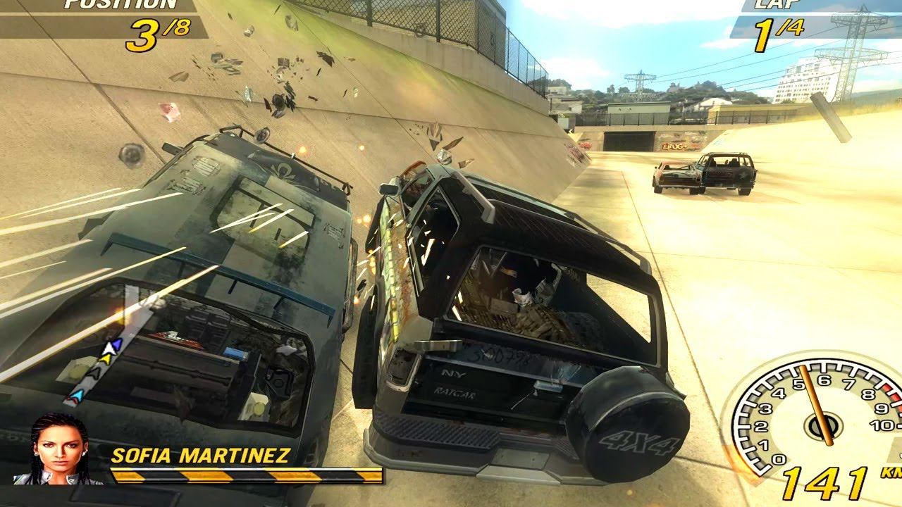 FlatOut 2 (2006) | route: Canal, Water Canal 1 | car: derby class, Blaster XL | Gameplay смотреть онлайн
