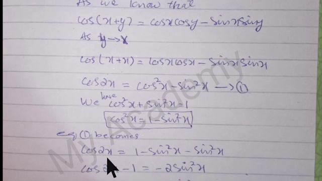 1-cosx formula || how to prove 1-cosx = 2sin^2(x/2) || trigonometry identities proof || my academy смотреть онлайн