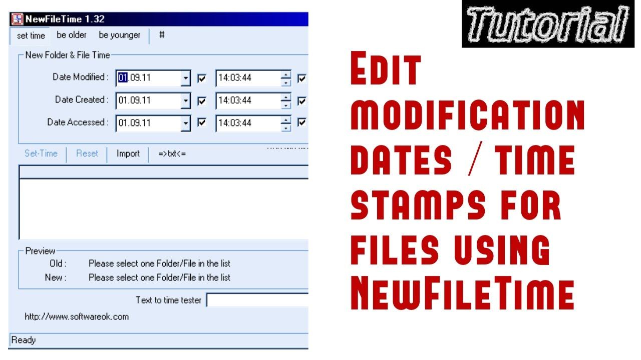 Edit modification dates / time stamps for files using NewFileTime | video tutorial by TechyV смотреть онлайн