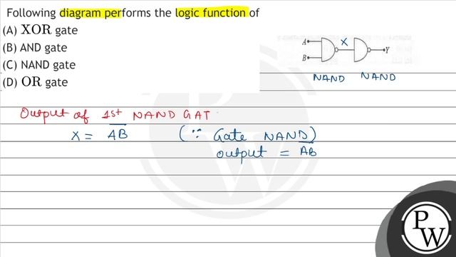 Following diagram performs the logic function of
(A) \( \mathrm{XOR} \) gate
(B) AND gate
(C) NA... смотреть онлайн