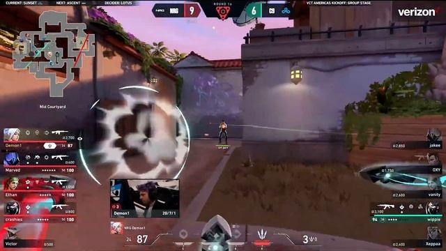 NRG Demon1 crazy 4k with Jett knives vs Cloud9 | VCT Americas Kickoff 2024 смотреть онлайн