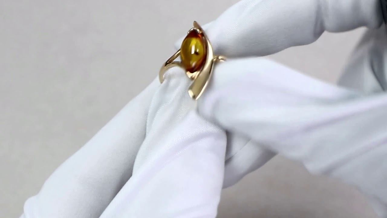 Золотое кольцо Дарвин с янтарём 910040006aa-к смотреть онлайн