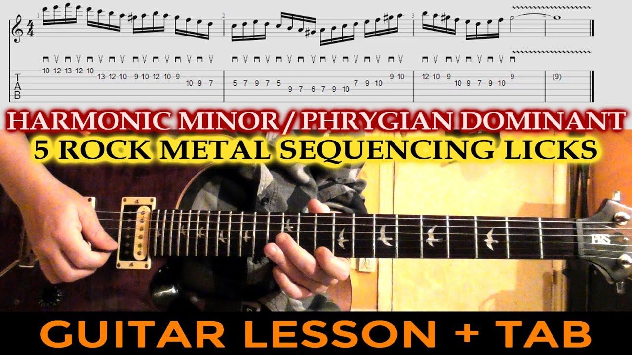 HARMONIC MINOR Guitar Licks PHRYGIAN DOMINANT MODE Rock Metal Guitar Lesson Tutorial TABS смотреть онлайн