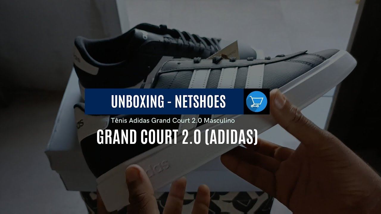 Grand Court 2.0 (Adidas) Tênis Casual Preto+Branco Netshoes/ Unboxing