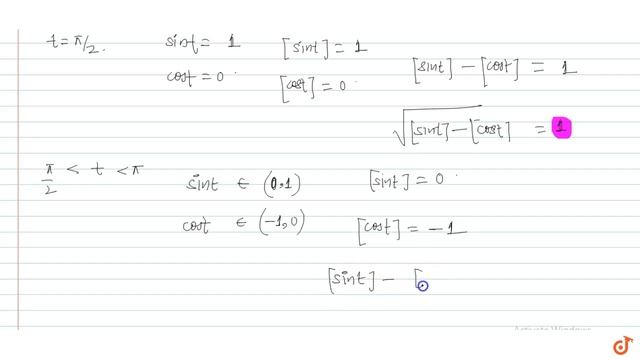 `sqrt([sin2x]-[cos2x])` Find the range смотреть онлайн