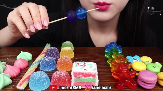 ASMR RAINBOW DESSERTS *JELLY BALLS, CAKE POP, GUMMY, JELLO 무지개 젤리 볼, 케이크 팝 먹방 MUKBANG смотреть онлайн