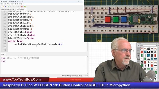 Raspberry Pi Pico W LESSON 19: Button Control of RGB LED in Micropython смотреть онлайн