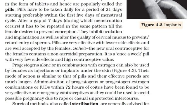 Class 12  Biology Cbse Chapter 4 Reproductive Health Topic Birth Control PillsPandeyAcademy1