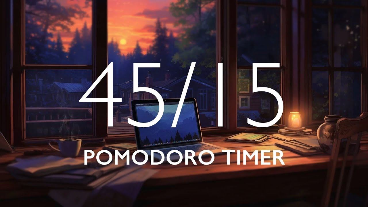 Pomodoro Timer with Ambient Music 🎧 2 hour study session (45/15) смотреть онлайн