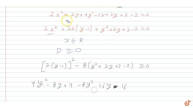 Show that the function `z = 2x^2 + 2xy + y^2-2x + 2y + 2` is not smaller than `-3.` смотреть онлайн