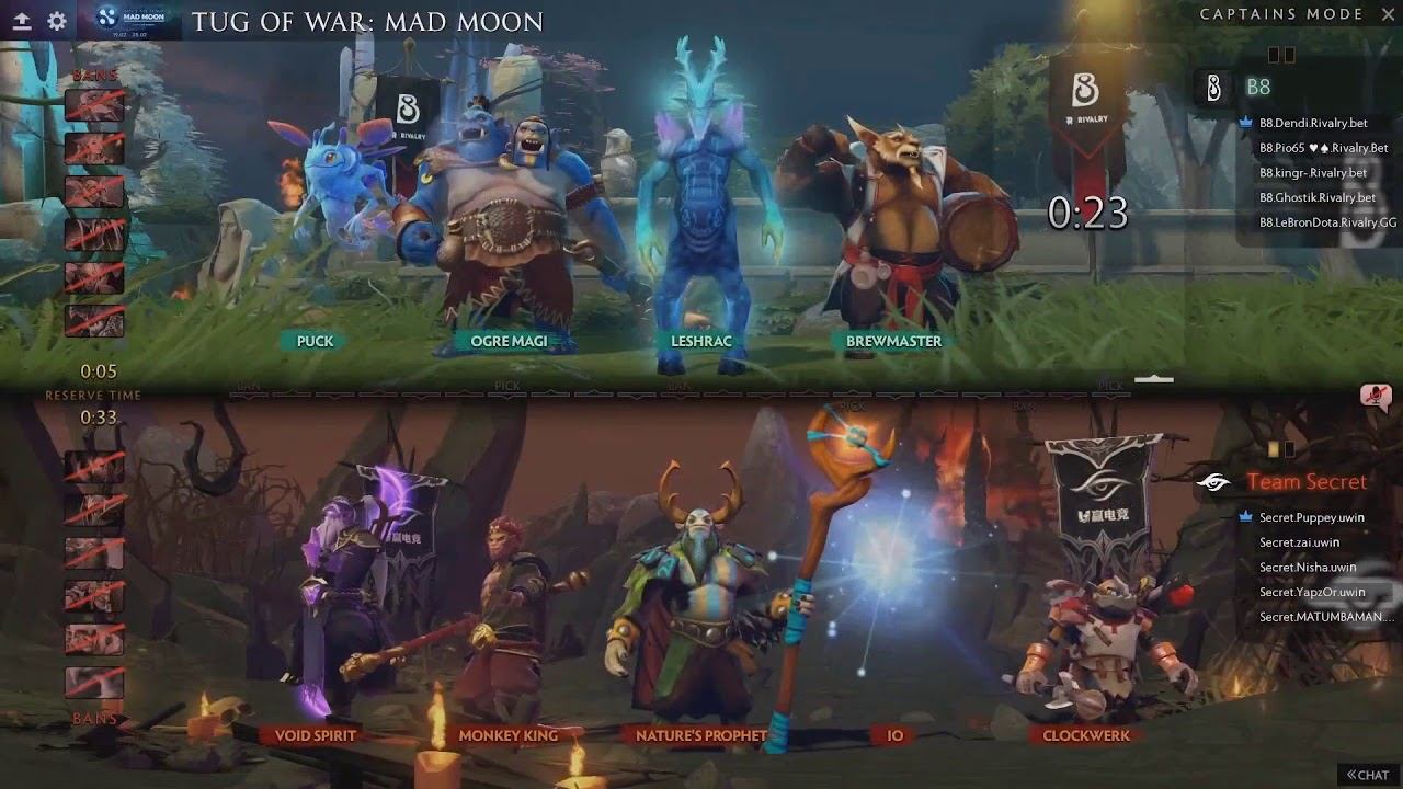 SECRET vs B8 — WePlay Mad Moon DOTA 2 — PUPPEY vs DENDI смотреть онлайн