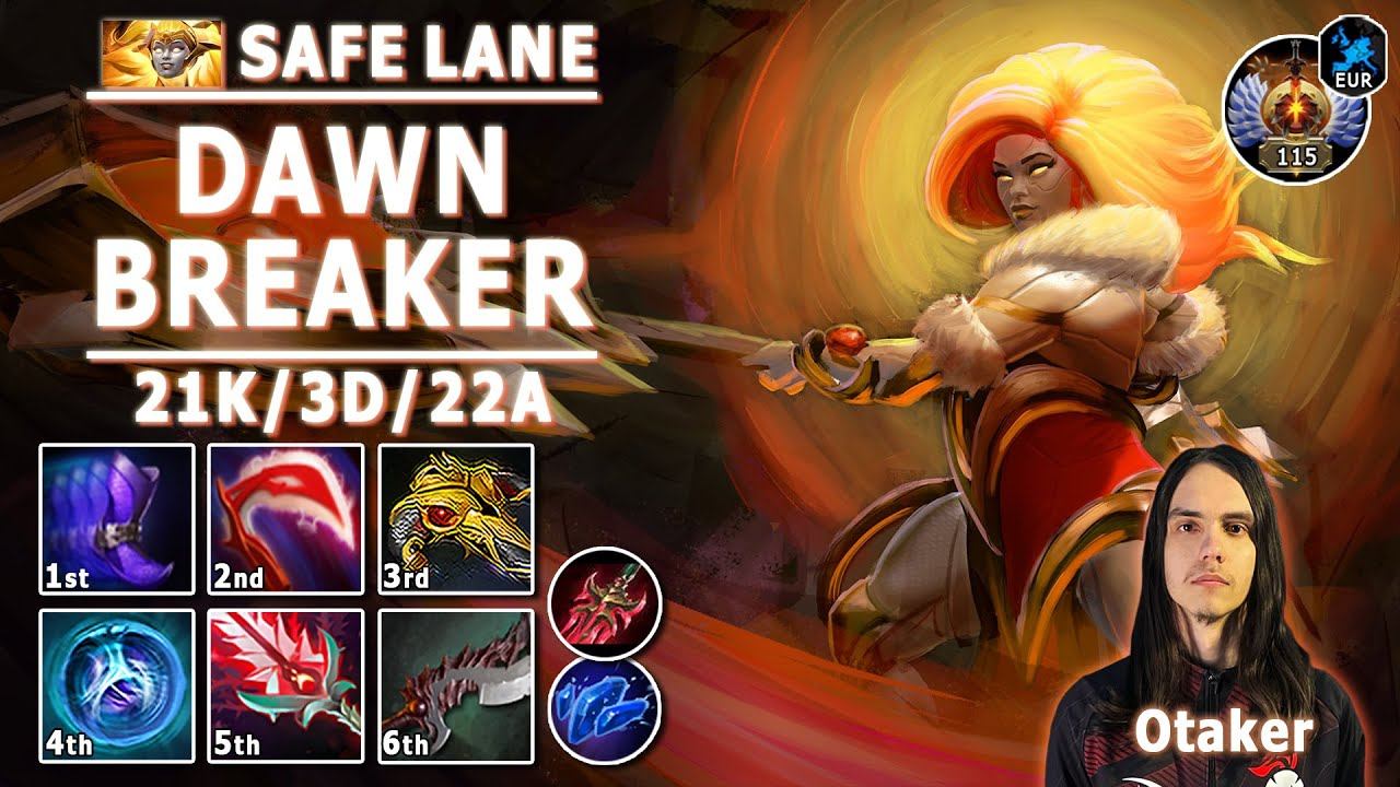 Dawnbreaker Safe Lane Carry | 7.32e | Otaker Pos 1 DB Play | Dota 2 Immortal Gameplay смотреть онлайн
