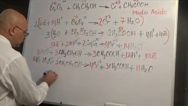 BALANCE QUIMICO DICROMATO ETANOL PARTE 4DE4/CHEMISTRY BALANCE DICHROMATE ETHANOL PART 4OF4