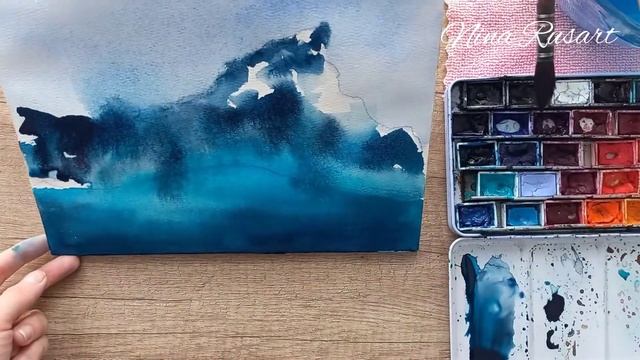 Watercolor landscape. Demonstration - Speed painting. Арктические льды акварелью. смотреть онлайн