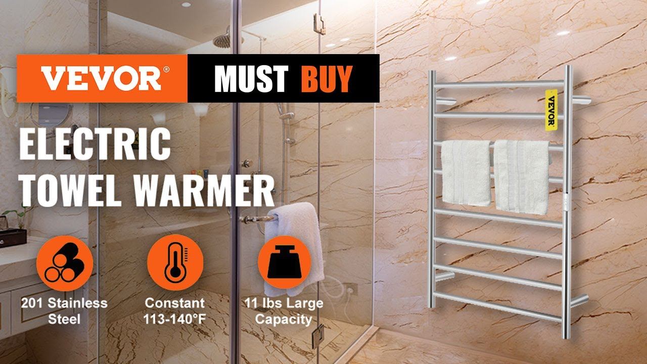 VEVOR Heated Towel Rack, 8-Bar Towel Warmer Rack, Smart Time Control✅ смотреть онлайн