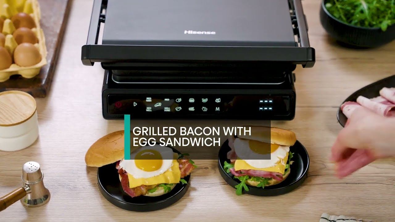 Hisense Recipes - Grilled bacon with egg sandwich - Smart Contact Grill HCG1600DBT смотреть онлайн