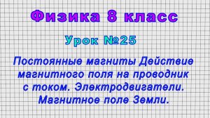 Физика 8 класс (Урок№25 - Постоянные магниты Действие магнитного поля на проводник с током.)