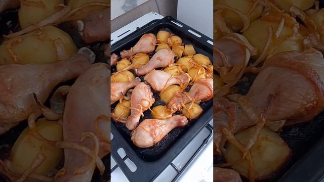 куриные ножки с картошкой запечённые-очень вкусно, бик тэмле! 👍👍👍 смотреть онлайн