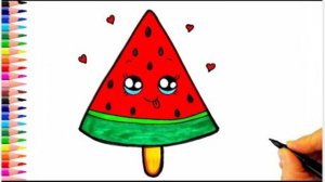 Милый рисунок арбузного мороженого — Легкие рисунки — Рисунок арбуза — Рисунок мороженого