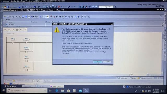 Forward/Reverse, Simulation and Configuration on TIA Portal V15 смотреть онлайн