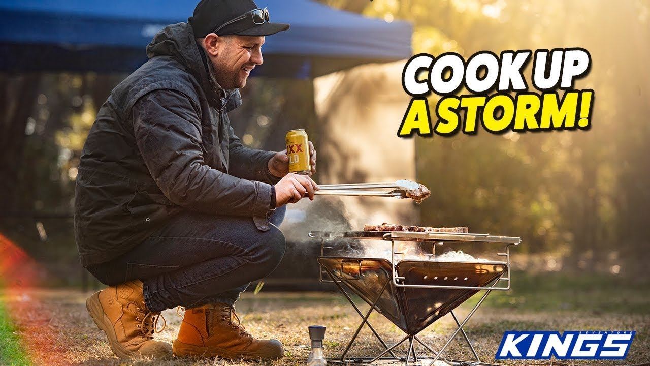 Adventure Kings Premium Stainless Steel Folding Firepit Grill Features смотреть онлайн