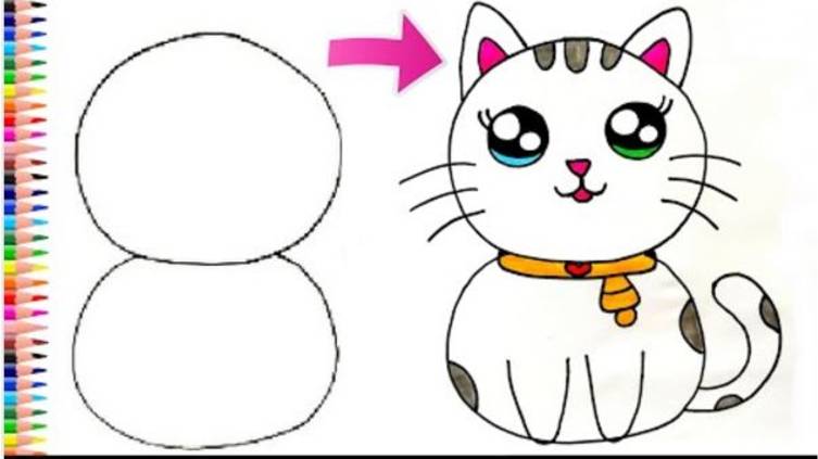 Очень простой рисунок милого кота — Как нарисовать милого кота. Очень просто — Легкий рисунок кот смотреть онлайн