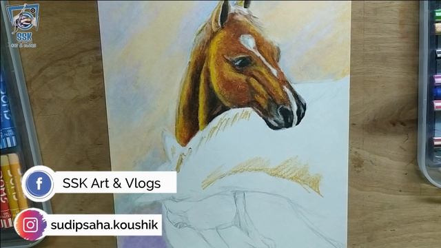 Painting a Horse in Oil Pastels | Horse Animal Paintings For Beginners step by step смотреть онлайн