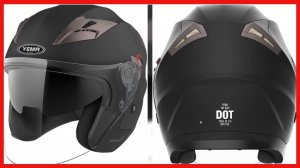 Motorcycle Open Face Helmet DOT Approved - YEMA Helmet YM-627 Motorbike Moped Jet Bobber Pilot Cras