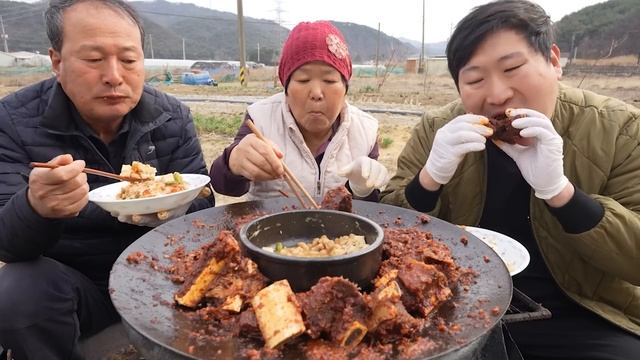 [찜갈비&청국장] 솥뚜껑에 만들어 먹는 대구식 찜갈비와 청국장의 맛있는 조합! (Spicy Braised Beef Ribs) 요리&먹방!! - Mukbang Eating Show