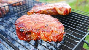 Стейки на углях! Овощи гриль! Ужин на базе!!!