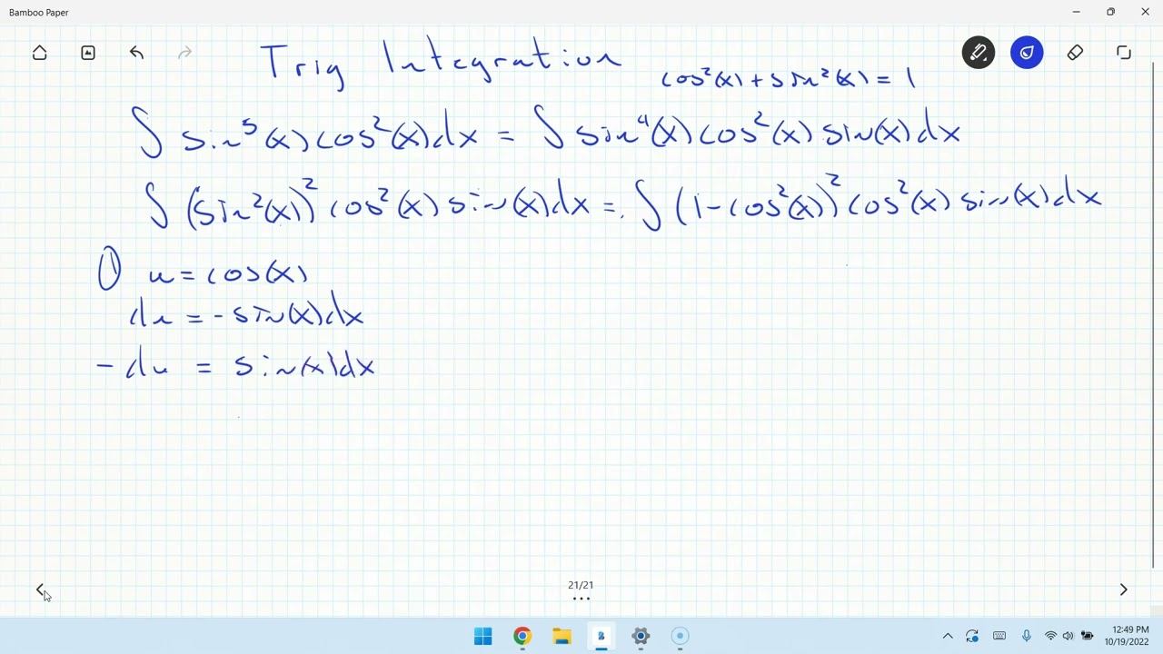 Calculus -Trigonometric Integration - Power of either Sin(x) or Cos(x) is Odd смотреть онлайн