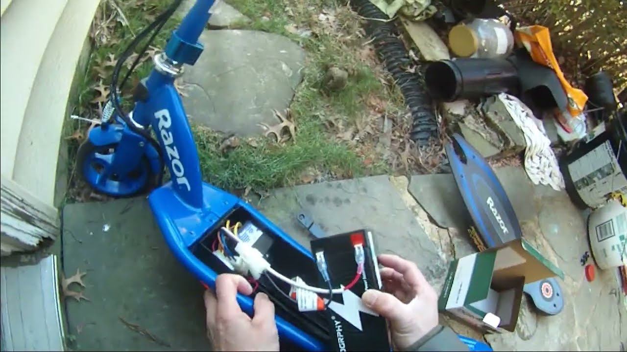 power scooter Razor E95 - new lithium battery (installing 6 ah lithium battery) смотреть онлайн