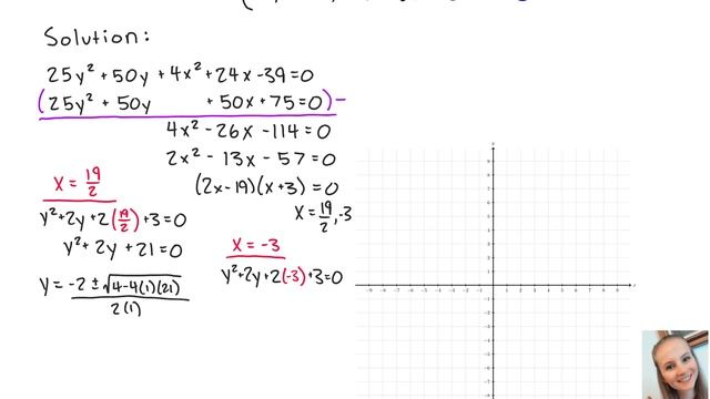 Nonlinear Inequality: Solve The System Y^2+2y+2x+3 = 0, 25y^2+50y+4x^2+24x-39 = 0