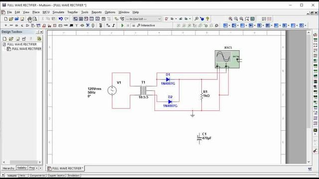 Full Wave Rectifier Circuit Simulation using Multisim смотреть онлайн