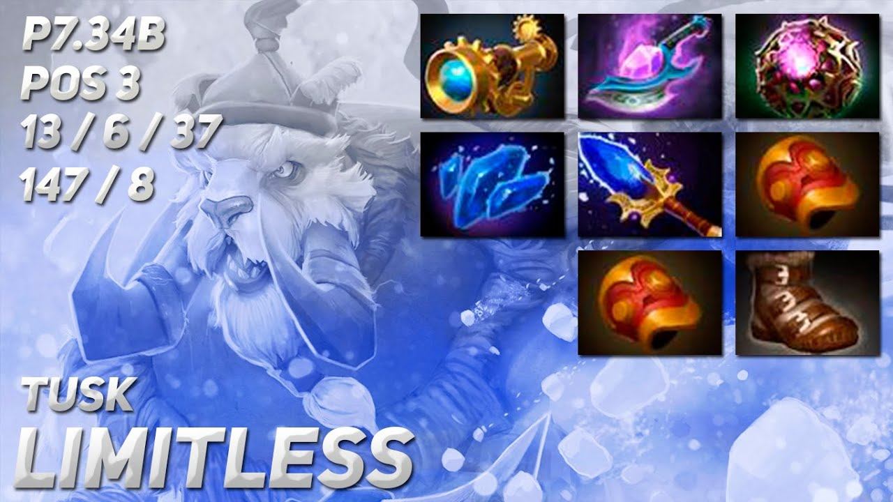 Limitless Tusk - Dota 2 Off Lane Gameplay - Patch 7.34b смотреть онлайн