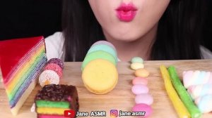 ASMR RAINBOW FOODS *JELLY STICK, CAKE POP, CREPE CAKE, GUMMY BALL 무지개 케이크팝, 젤리 스틱 먹방 EATING SOUNDS