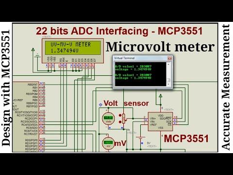MCP3551 micro, milli voltmeter on LCD display, PT100, RTD смотреть онлайн