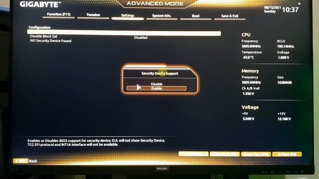 How To Enable TPM On Gigabyte DS3h MOBO - B550