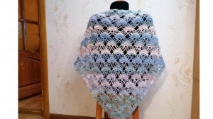 Шикарная шаль или  бактус крючком.Подробный мастер класс.