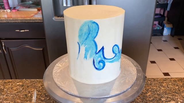 PAINTING WAVES ON A BUTTERCREAM CAKE | SPIRITED AWAY ANIME CAKE смотреть онлайн